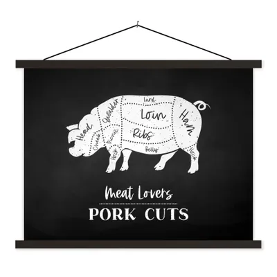 Produktbild von MuchoWow® Textilposter Schwein - Fleisch - Fleischer 150x113 cm mit schwarzem Rahmen - Wohnzimmer