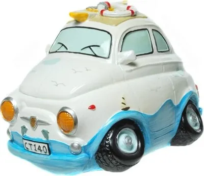 Produktbild von Kremers Schatzkiste Spardose Mini Auto 17cm Urlaubskasse Retro Design handbemalt