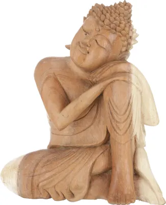 Produktbild von Sitzender Buddha Statue, Holzbuddha, Buddhafigur, Handarbeit 30 cm - Design 14, Braun, Buddhas