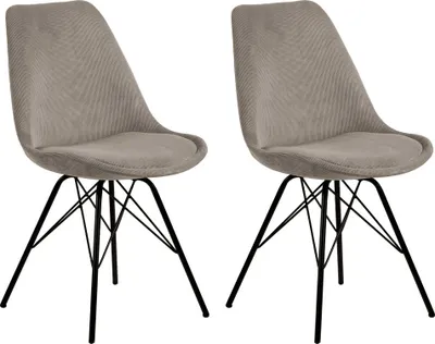 Productafbeelding van Smuk Cordstof Eetkamerstoel Erina, beige - 2 stuks