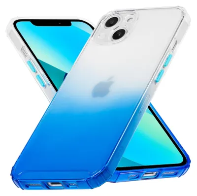 A clear product shot of a phone case with a blue gradient.