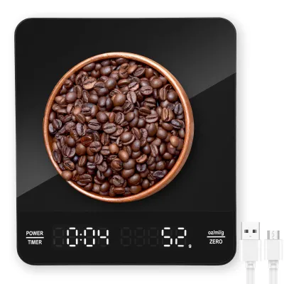 Mini-Kaffeewaage mit Timer, 0,1 g Genauigkeit, 3 kg, doppeltes LED-Display