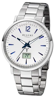 Produktbild von Regent Funkuhr Herren FR-246 Analog-Digital Armbanduhr Metall silber D3URFR246
