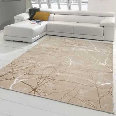 Produktbild von Designer Teppich mit abstraktem glänzenden Ästemuster beige Größe - 160 x 230 cm