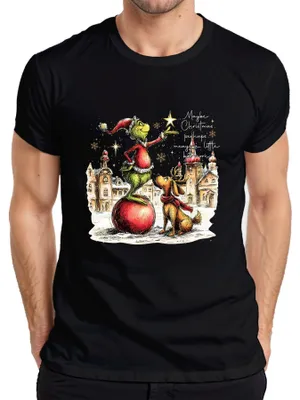 Obrázek produktu pro Možná, že Vánoce možná znamenají trochu více Grinch Geschenk Herren T-Shirt, Schwarz, S