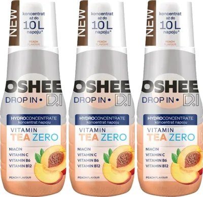 Obrázek produktu pro OSHEE Drops Ledový čaj Broskev Zero sirup 500ml, 3 kusy