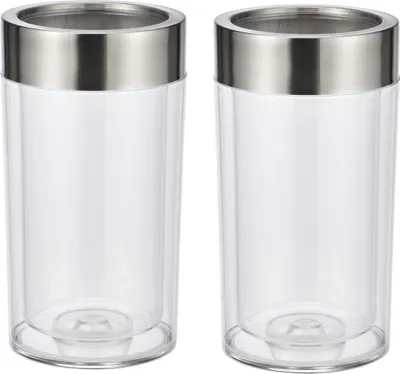 Produktbild von Bambelaa! 2er Set Weinkühler Sektkühler Flaschenkühler aus Kunststoff mit Edelstahlring