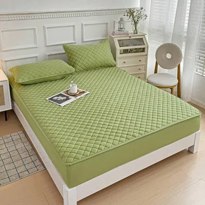 Productafbeelding van Fitted Sheet 90 x 200 cm met Groene Ruitjes