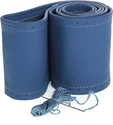 Produktbild von Lenkradbezug Lenkradschoner Lenkradhülle Echtes Leder Blau Ø 37-39 /10,5 cm Neu