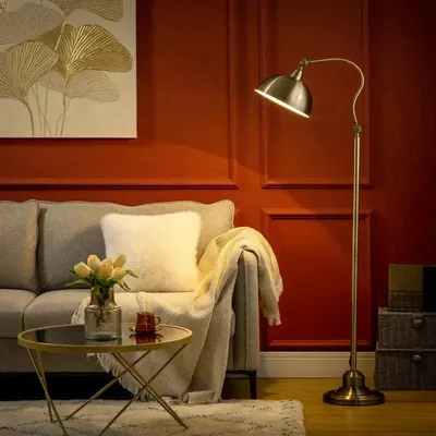 Obrázek produktu pro Vintage šicí lampa s otočným ramenem | Barva: bronzová | Rozměry: 25,5 x 42 x 152 cm
