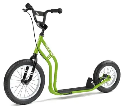 Immagine prodotto di Yedoo Two Kinder: monopattino a spinta per bambini dai 6 anni in su, con un'altezza minima di 120 cm, dotato di pneumatici ad aria 16/12, adatto sia a bambine che a bambini, con regolazione dell'altezza, cavalletto e elementi riflettenti. Colore: verde