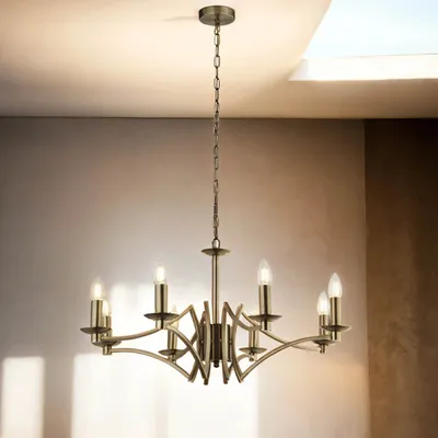 Produktbild von Kronleuchter Metall E14 72 cm breit H: max. 150 cm in Messing Antik Modern Lüster Pendelleuchte