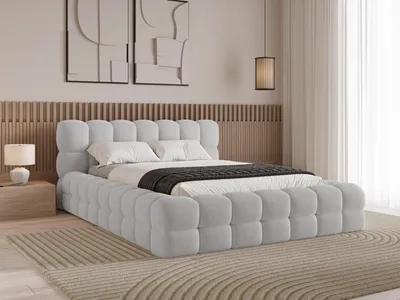 Produktbild von Chilly Möbel Design Polsterbett Verona 200x200 cm Bouclé Grau – Doppelbett mit Stauraum, Metallrahmen & Bettkasten | Quelle 83