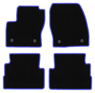 Zdjęcie produktu dla Dywaniki samochodowe welurowe CARLUX-BLUE do: Ford Kuga MK2 (2012-2019, SUV) czarne z niebieskim obszyciem, z mocowaniami