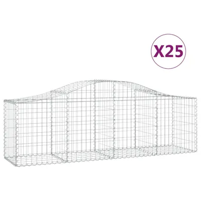 Produktbild von Gabionen mit Hochbogen 25 Stk. 200x50x60/80 cm Verzinktes Eisen
