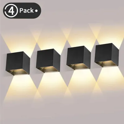 Produktbild von 7Magic 12W LED Wandleuchte Innen/Außen 4 Pack Wandlampe LED Auf und ab Einstellbarer Lichtstrahl 2700-3000K Warmweiß Außenwandleuchte IP65 Wasserdicht