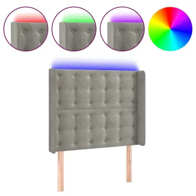 Produktbild von vidaXL LED Kopfteil Hellgrau 93x16x118/128 cm Samt