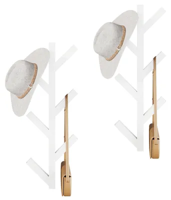 Garderobehaken Set 2er, 41 cm, 6 Haken, Wandmontage, weiß