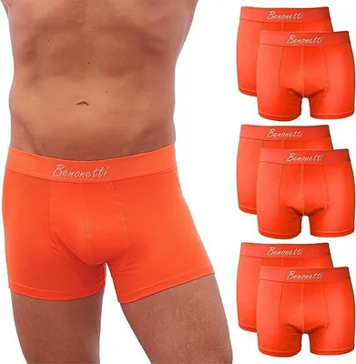 Produktbild von Boxershorts Premium Herren Unterhosen, Männer Unterwäsche aus feiner Baumwolle (6er Set, Orange, XXL)