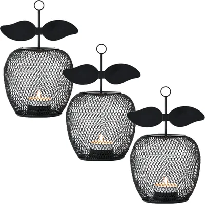Image de set de 3 bougeoirs modernes Manzana noir 19cm