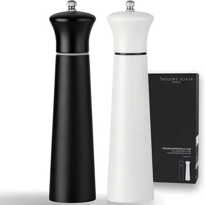 Productafbeelding van Famanu set van peper- en zoutmolens met keramische maalwerken - zwart en wit