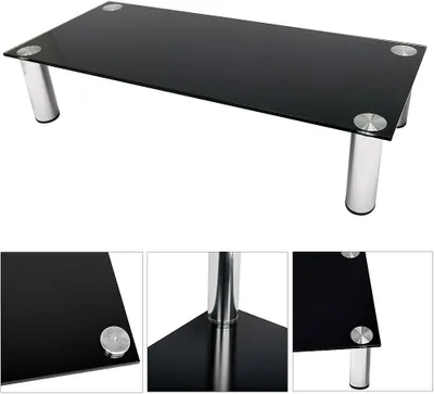 Immagine prodotto di Supporto per TV e monitor in vetro, larghezza 80 cm, portata 30 kg, base cromata – Nero