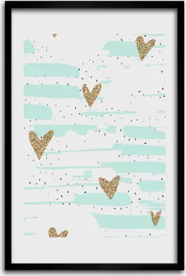 Produktbild von Bild - Bilderrahmen - 40 cm x 60 cm - MDF - Rahmen - Wandkunst - Herzen und Flecken