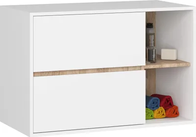 Produktbild von Hängender Waschbeckenunterschrank VAMI Weiß, Sonoma Eiche B90xH60xT45,5 cm