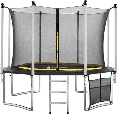 Produktbild von Gartentrampolin mit Innennetz 365 cm 8 Pfosten Komplettset mit Sprungmatte Schutzabdeckung Leiter Pfosten Federn