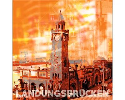 Produktbild von Glasbild Hamburg Landungsbrücken 50x50 cm