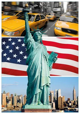 Produktbild von Wallario Premium Glasbild, freischwebende Optik, kräftige Farben, Größe 100 x 70 cm Motiv New York Collage
