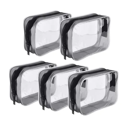 Produktbild von Kulturbeutel, Transparent 5 Stück Durchsichtige Flugzeug Beutel PVC Kosmetiktasche wasserdicht Make-up Tasche