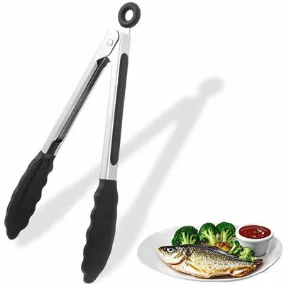 Produktbild von Silikon Keukentang Hittebestendig Vleestang RVS Grilltang
