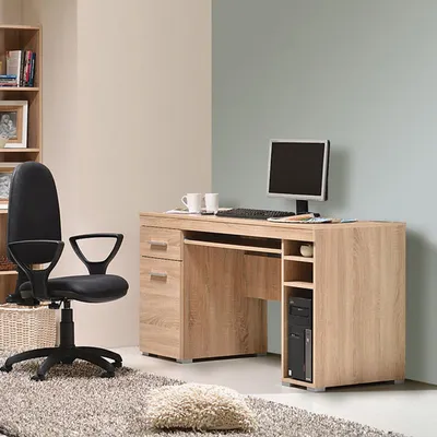 Produktbild von Dmora Schreibtisch Massafra 145x66x76h cm Braun Eiche, eine Schublade 5 Regale