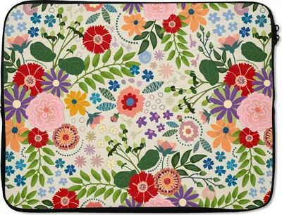 Produktbild von MuchoWow® Laptop Hülle 15 Zoll Blätter - Blumen - Design Laptoptasche - Laptoptasche - Sleeve - Rundum-Schutz