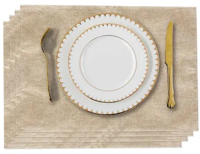Produktbild von Beige Leinen-Tischsets, 4er-Set, 48 x 33 cm