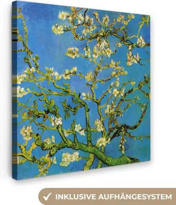 Produktbild von MuchoWow® - Leinwandbilder - Mandelblüte - Vincent van Gogh, Wandbild, Wanddeko Bilder Wohnzimmer, 90x90 cm