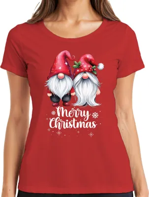 Produktbild von Merry Christmas Gnome Elfen Wichtel Pärchen - Weihnachten Weihnachtsgeschenk Christmas Damen T-Shirt, Rot, XXL
