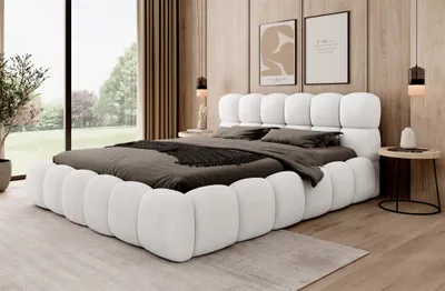 Produktbild von Polsterbett Bett AURELIA 140x200cm Komplettset in Stoff Ascot Weiß  / Speed