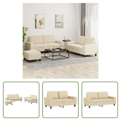 Produktbild von The Living Store 3-tlg. Sofagarnitur Creme Stoff