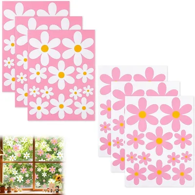 Produktbild von 6 Selbstklebende Gänseblümchen Fenstersticker, Blumen Fensteraufkleber | 30x22cm