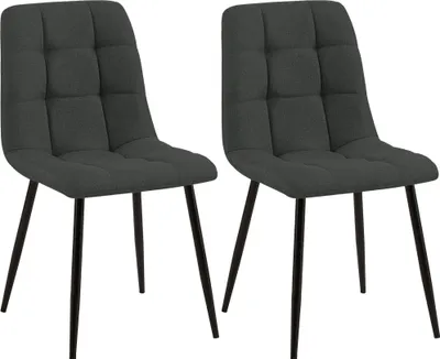 Produktbild von CLP 2er Set Esszimmerstuhl Tilde gepolstert mit Rückenlehne bis 150 kg belastbar dunkelgrau Material Stoff