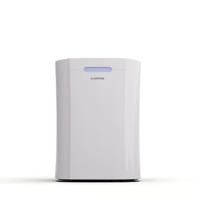 A white dehumidifier is shown against a plain white background.