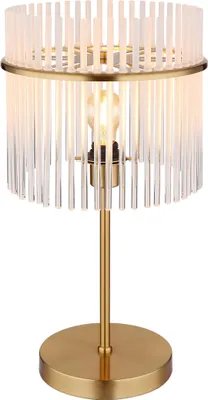 Produktbild von Globo Lighting Tischleuchte Metall goldfarben matt, Glasstäbe opal, klar verlaufend, Kabel PVC schwarz, Wippschalter am Kabel, ø: 300mm, H: 545mm, Kabellänge 1500mm, exkl. 1x E27 60W 230V