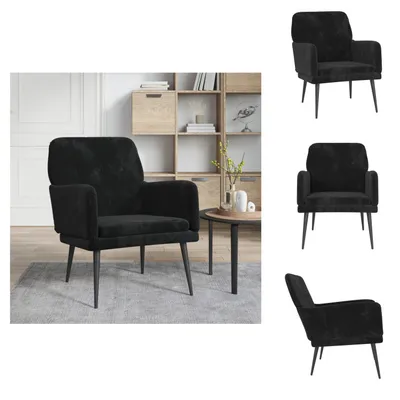 Immagine prodotto di vidaXL Poltrona nera 62x79x79 cm in velluto - Poltrona