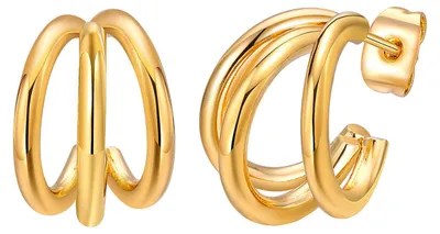 Produktbild von Dreifach Creolen Ohrstecker Gold - Ohrringe aus Edelstahl