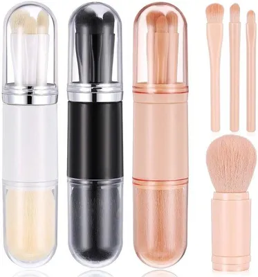 Immagine prodotto di Set da 3 pennelli da trucco da viaggio – Portatile per labbra, contorno occhi e fondotinta