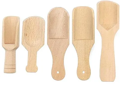 Produktbild von Hölzerne Löffel 5er Set kleine Holzlöffel Mini Holzlöffel Salzlöffel Mini Holztheelöffel Holzkaffeeöffel Mini Süßigkeitenlöffel aus Holz Küchenutensilien für Kaffee Kräuter Tee