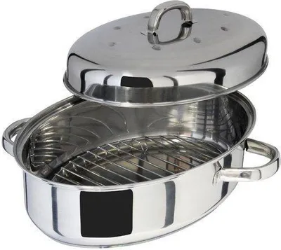 Image de Plat ovale Judge Speciality Cookware avec fond thermique, acier inoxydable, 32 x 22 x 15 cm, argent