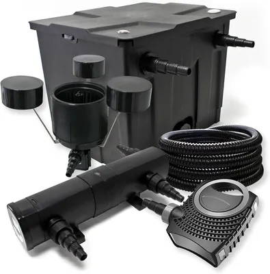 Obrázek produktu pro Sada filtrů pro biofiltr jezírka, UVC čistič jezírka 36W, čerpadlo 80W, hadice 25 metrů a skimmer
